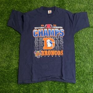 Vintage Artex Sportswear Blue Denver Broncos Western Division Champs Shirt Large